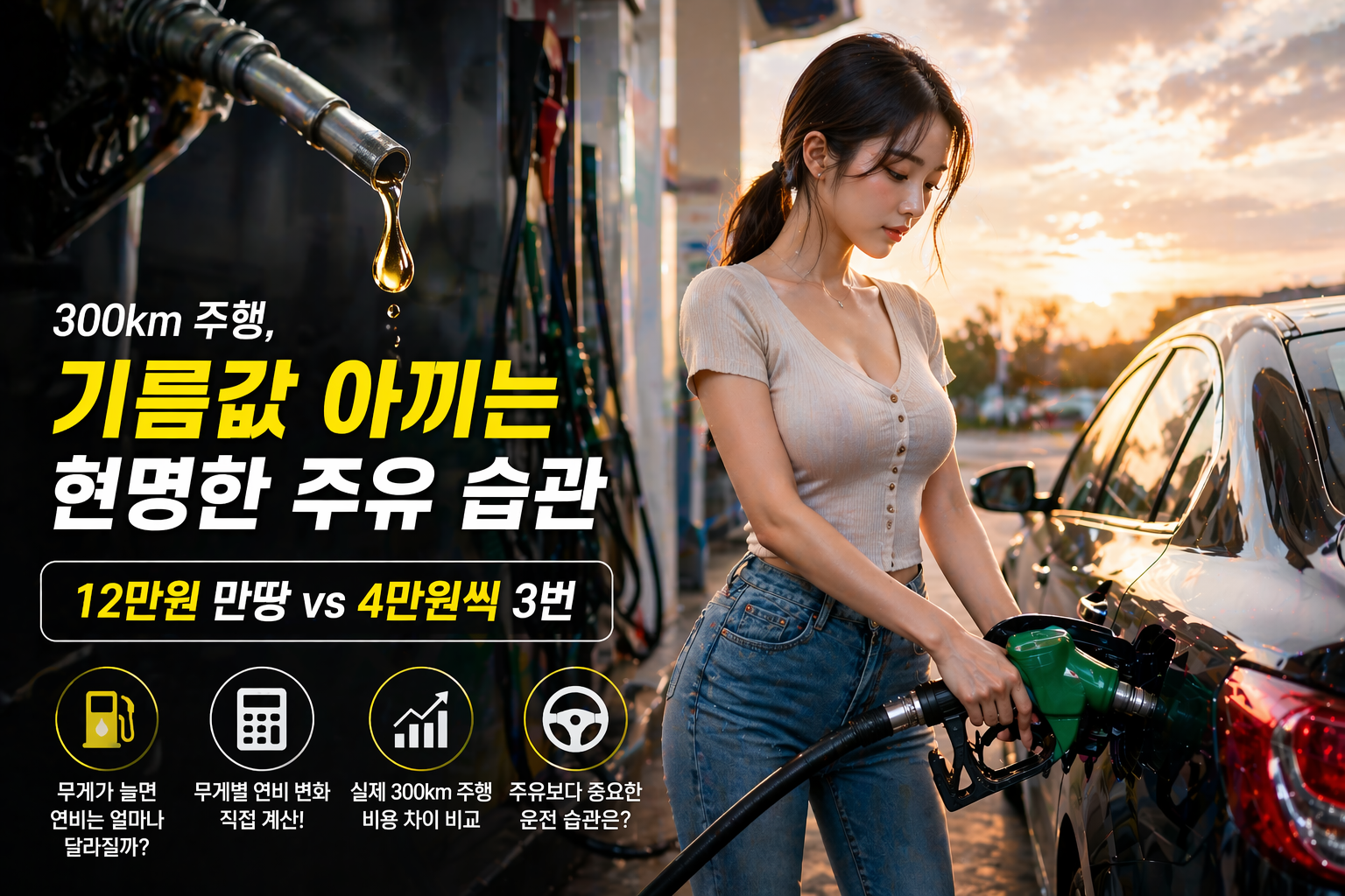 300km 갈 때 기름값 아끼려면? 12만 원 만땅 vs 4만 원씩 3번, 직접 계산해봤습니다