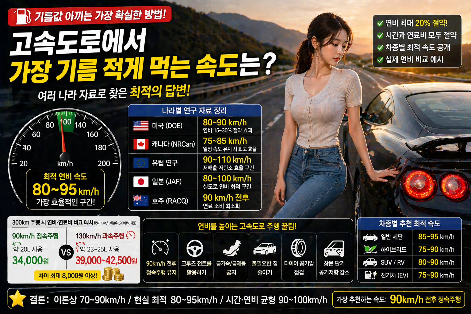 고속도로에서 가장 기름 적게 먹는 속도는?